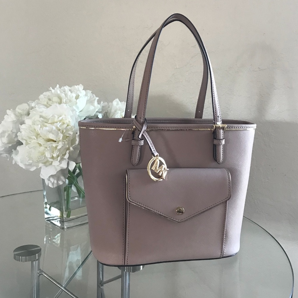 Michael Kors Saffiano Frame Fawn Tote Purse Bag - Picture 7 of 8